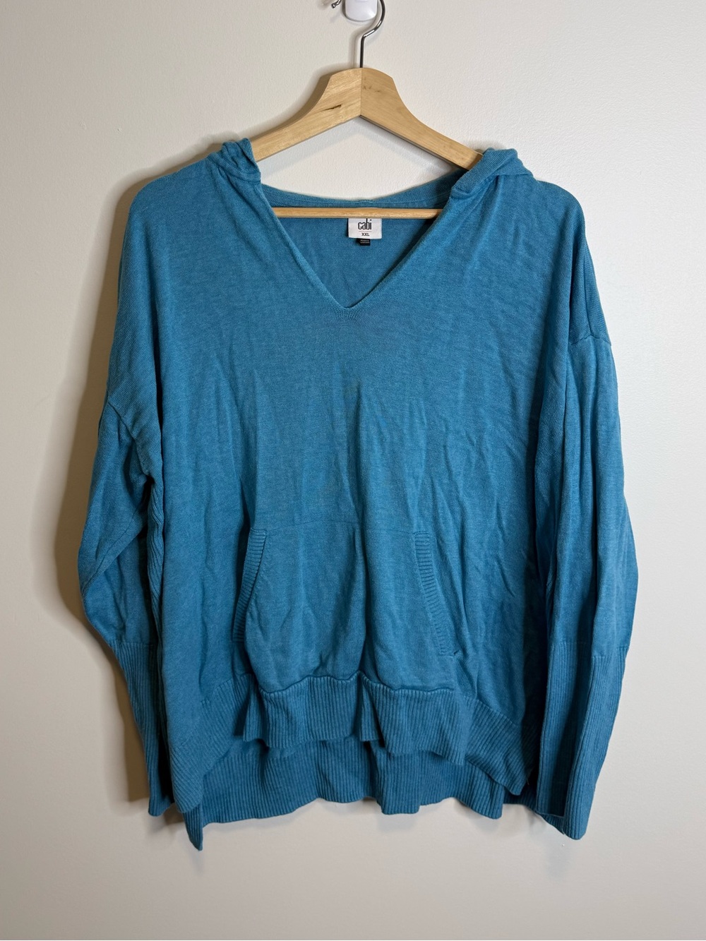 CABI Casual Hop To Hoodie Long Sleeve Cotton Blend Hooded Sweater XXL Turquoise